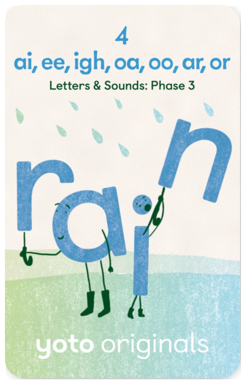 Phonics: Letters and Sounds: Phase 3 Letter sounds: ai, ee, igh, oa, oo, ar, or Rain
