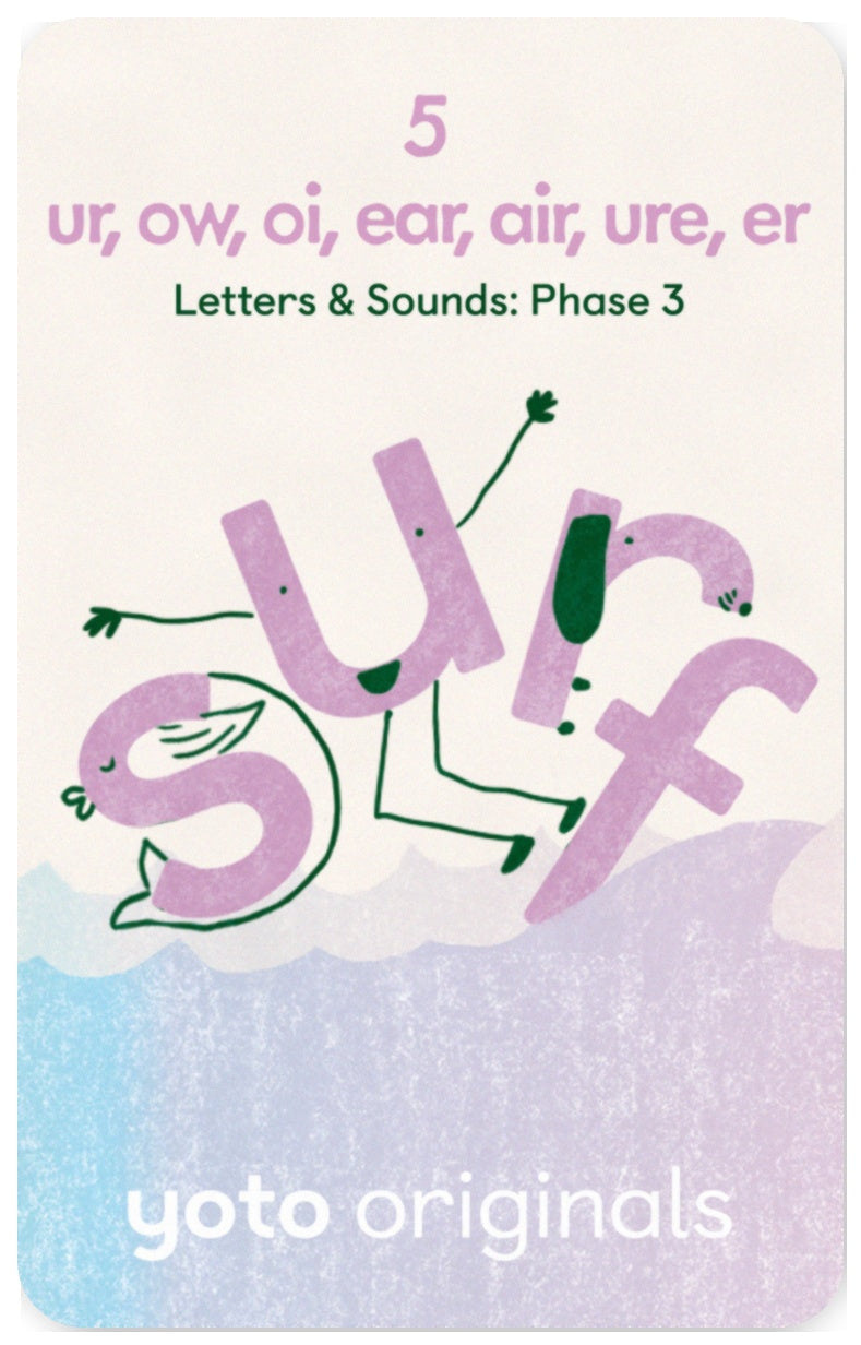 Phonics: Letters and Sounds: Phase 3 Letter sounds: ur, ow, oi, ear, air, ure, er Surf